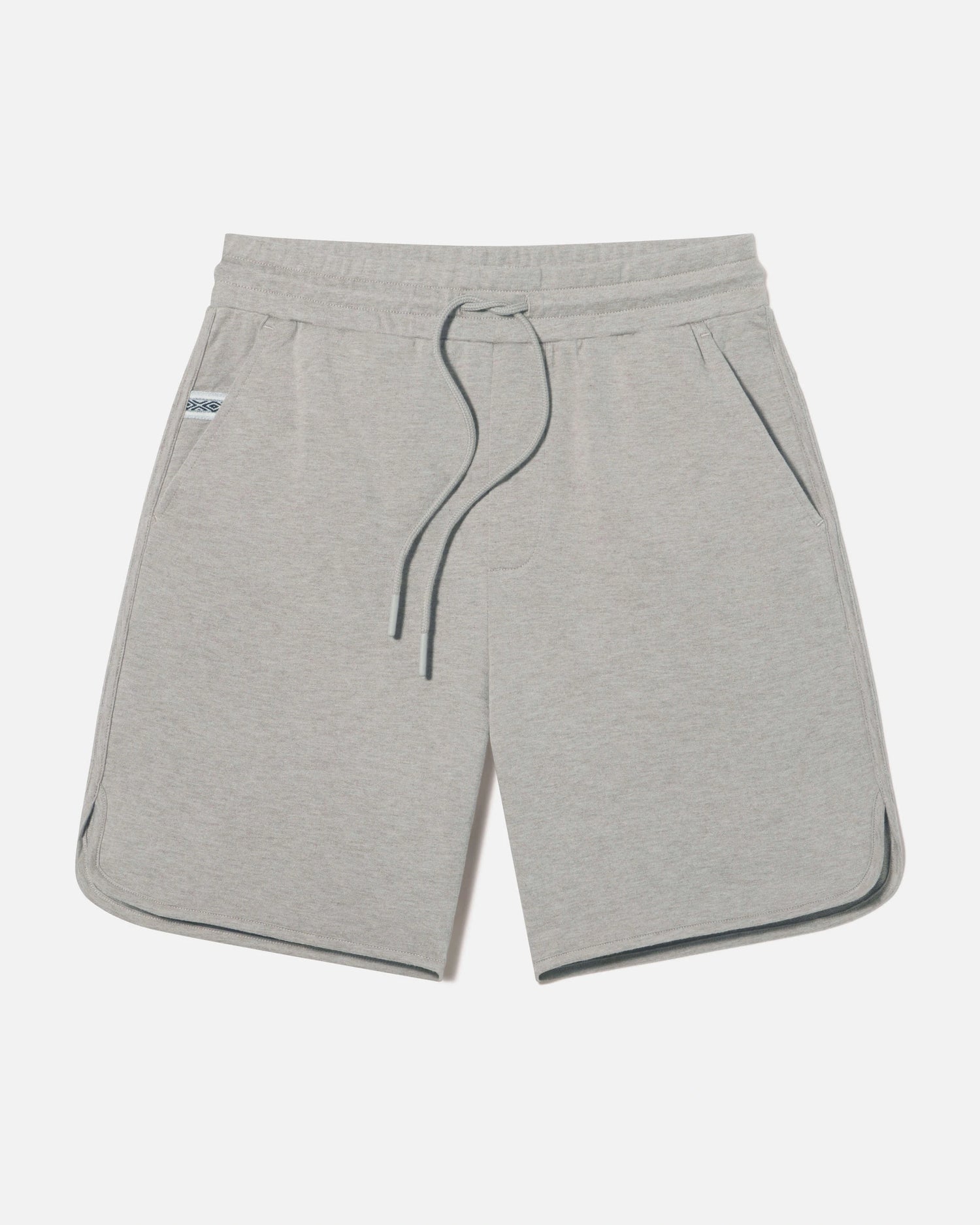 Grey men's alpaca terry shorts flat lay