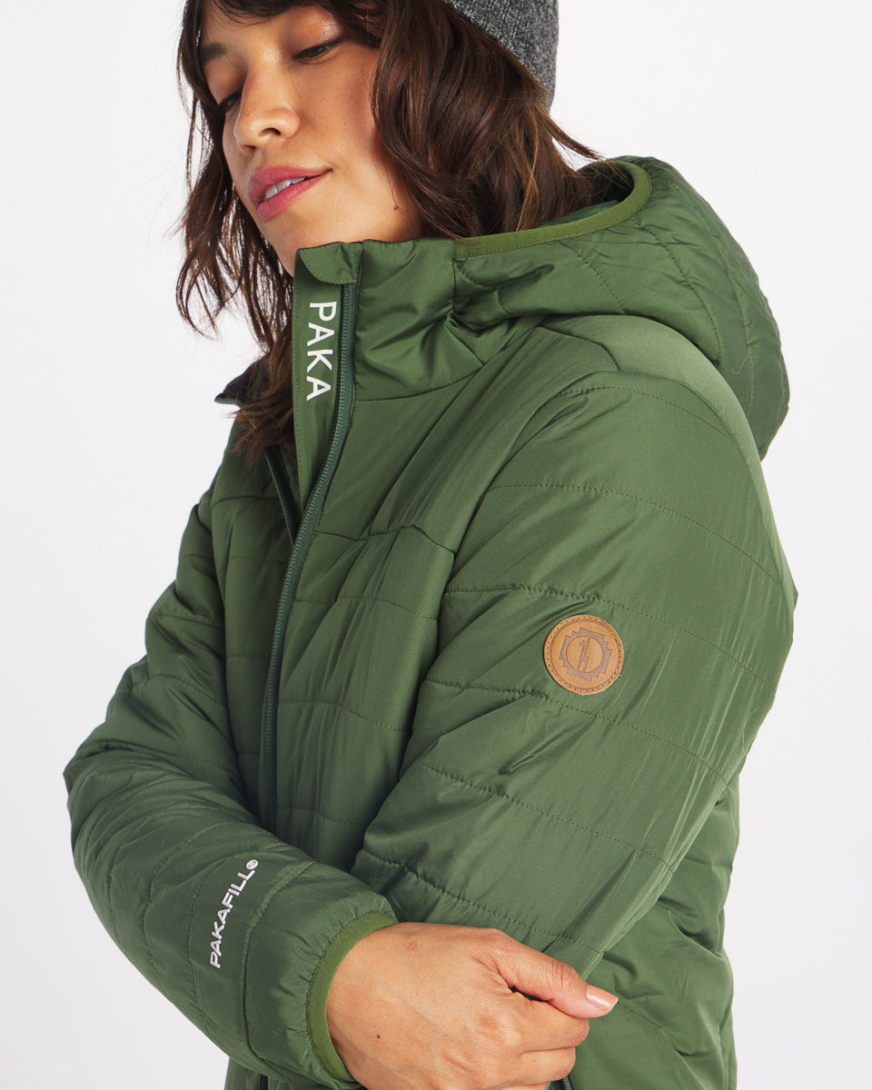 Green womens puffer jacket 