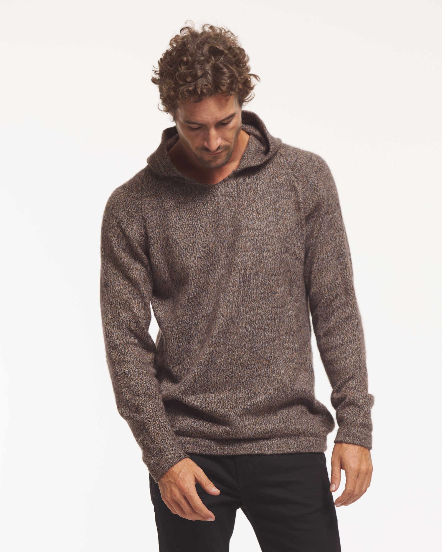 Alpaca hoodie sweater on model