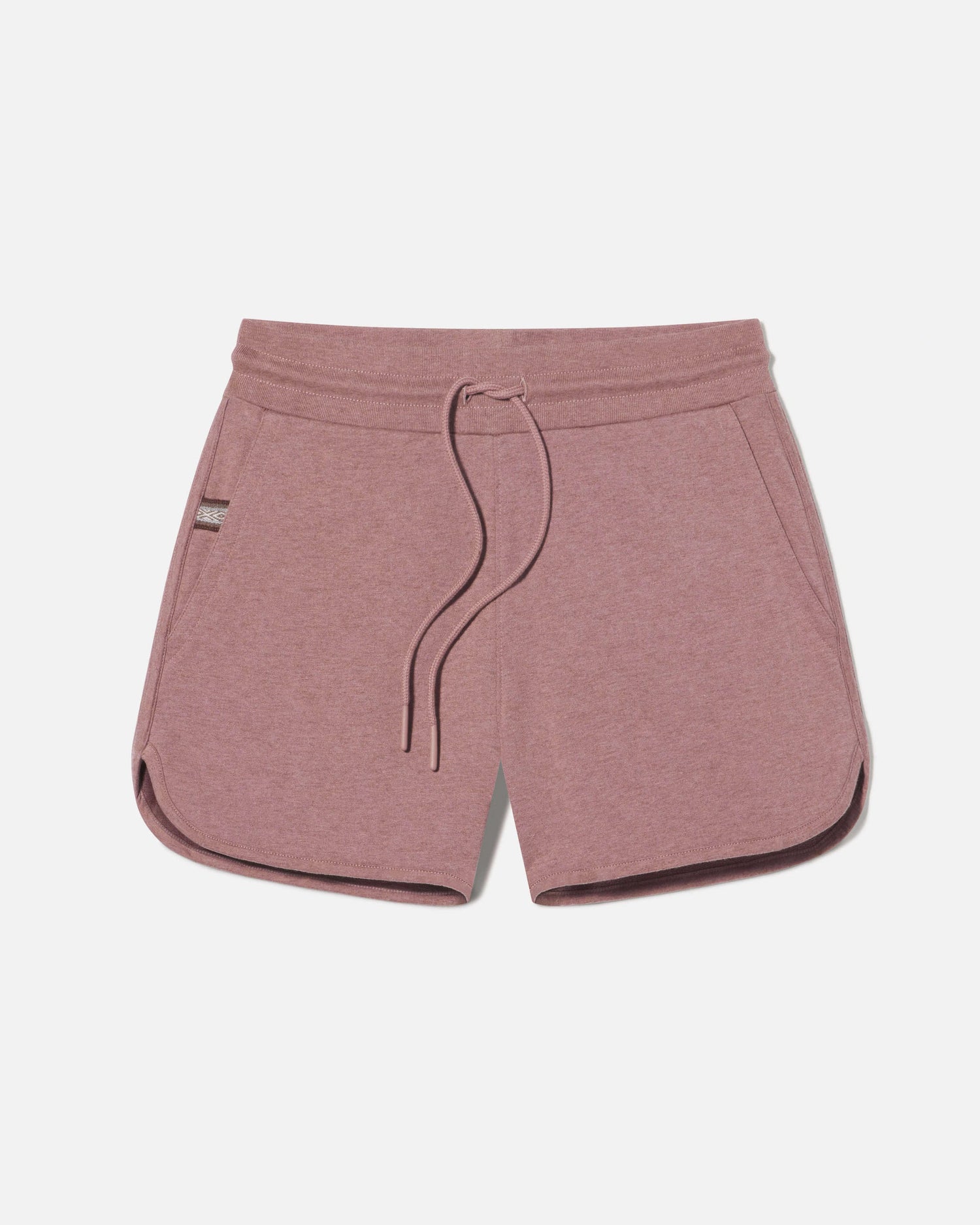 Pink women's alpaca terry shorts flat lay